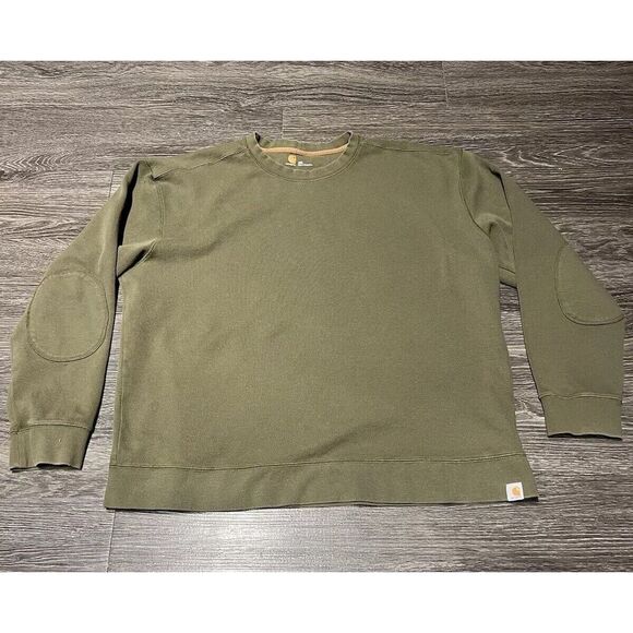 Carhartt Mens‎ Green Long Sleeve Crewneck Top Size 2XL Workwear - Picture 1 of 8